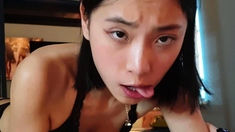 Asian Girl Blowjobs Outdoors POV
