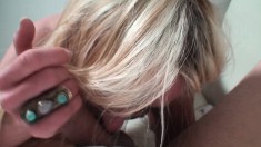 Sexy blonde Kat Stevens sucks a big cock and gets nailed hard in POV