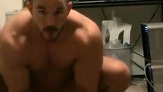 Muscled dude fucks his rubber doll