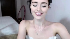 Cute curly brunette solo webcam masturbation