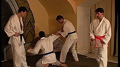 As soon as the karate training ends, three wild boys fulfill their gay desires