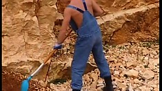 Ripped construction workers show off their hard muscles and cocks